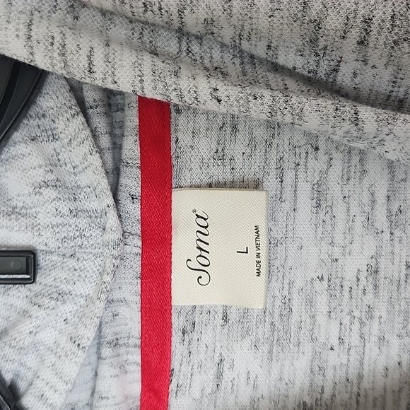 Soma Draped Twist Long Sleeve Top, neutral gray, stretch, women's size large - Picture 5 of 8